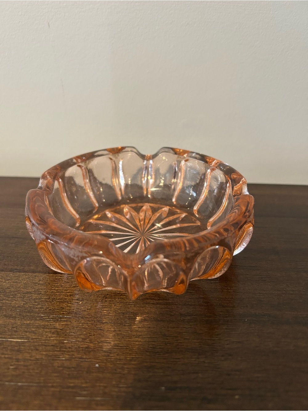 Vintage Pink Pressed Glass Ashtray
